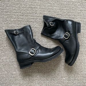 FRYE Black Leather Combat/Moto leather boots